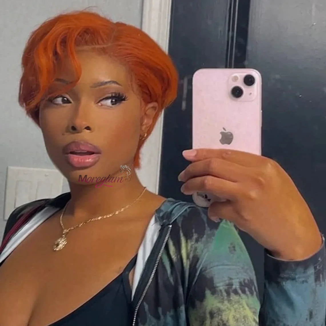 coupe Pixie perruque orange