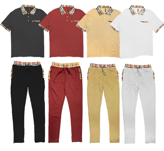 Ensemble polo et pantalon à carreaux